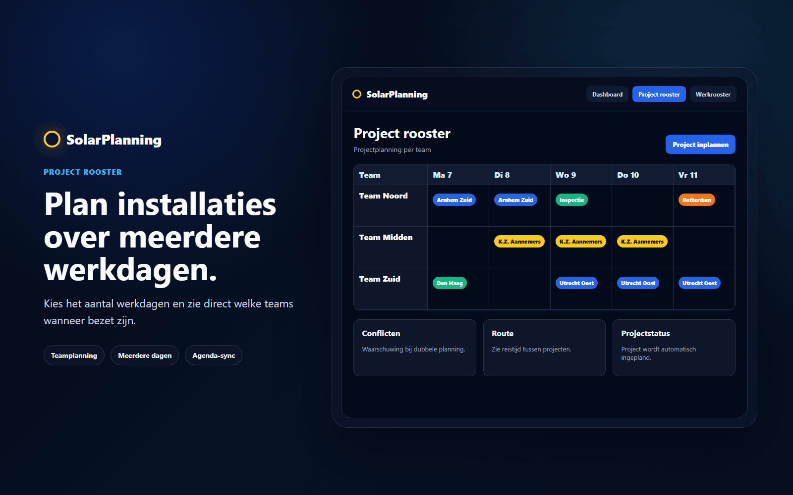 Weekplanning van installaties per montageteam