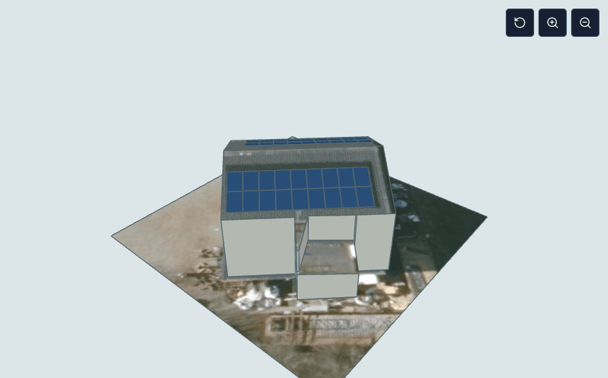 SolarPlanning 3D-legplan op een echt 3DBAG-dak met PDOK-luchtfoto en voorgestelde zonnepanelen